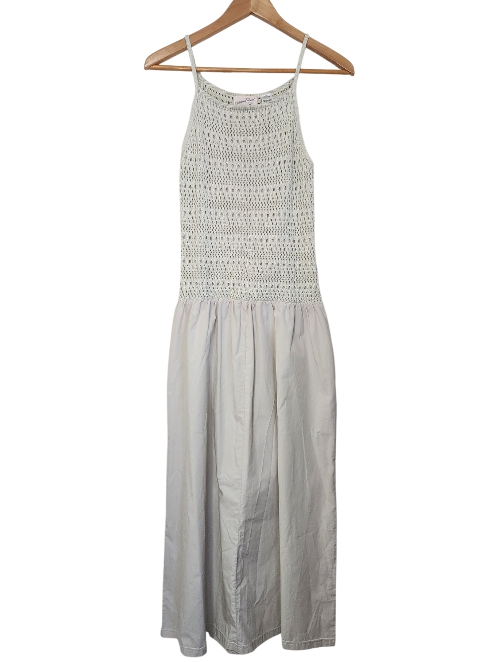 Universal Thread Drop Waist Crochet Top Maxi Dress Neutral Ivory Cream Sz Small